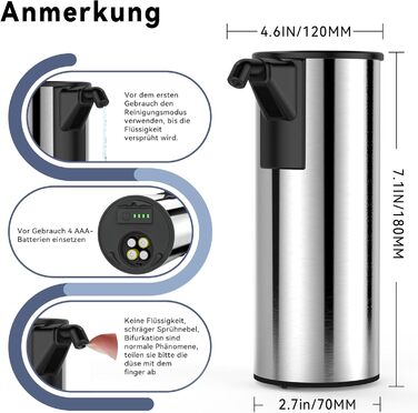 Автоматичний безконтактний диспенсер для мила з 4 рівнями налаштування, 400 мл, електричний, на батарейках, для встановлення на стільницю, з інфрачервоним сенсором (Бронза) (Батарейки)