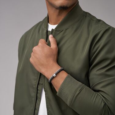 Чоловічий браслет Fossil Casual Texture з шкіри або нержавіючої сталі з магнітною, складною застібкою або пряжкою (Найчорніший чорний)