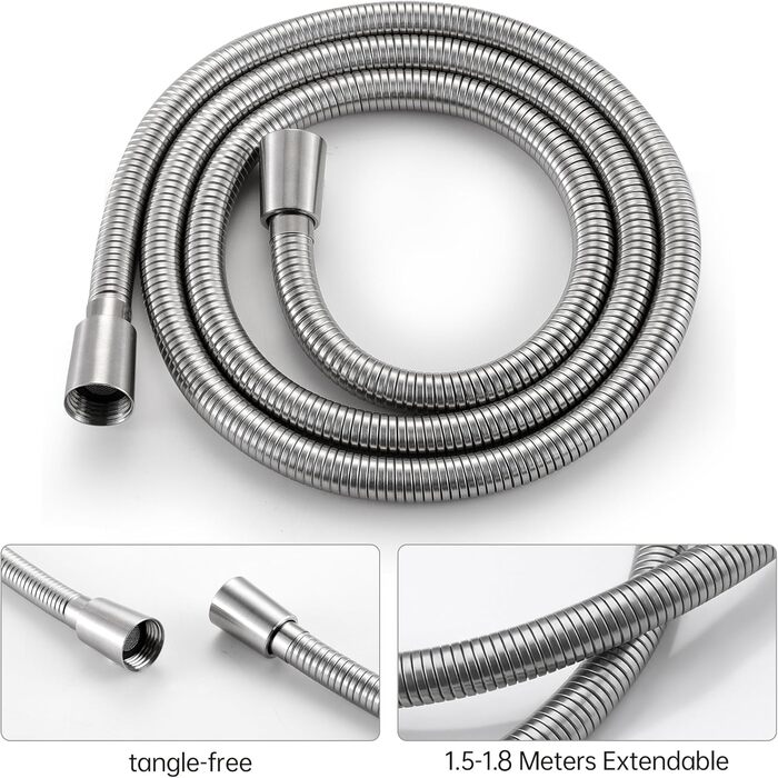KES Handheld Shower Head Shower Head Bathroom SUS304 Shower Head with Shower Head Holder and Shower Hose Stainless Steel Brushed, LP150-BS