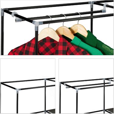 Relaxdays Corner Wardrobe, 3rd Generation, 8 Shelves, 2 Clothes Rails, Plug-in System, 2 Doors, WHD: 169x100x83 cm, white