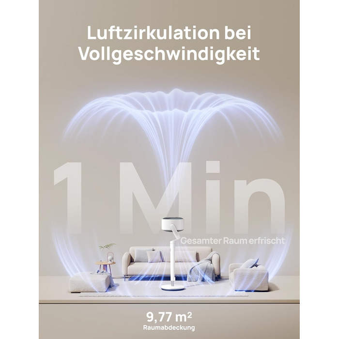 Вентилятор підлоговий Dreo з Wi-Fi та LED, 102 см, 3 режими, 8 швидкостей, 1200 м³/год, 26 м відстань, тихий 20dB