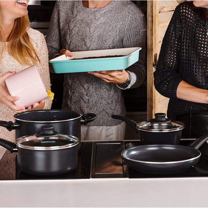 GreenChef Diamond Soft Grip Frying Pan with Non-Stick Coating, 30cm, PFAS-free, Induction, Dishwasher-safe, Black Frying Pan 30cm Frying Pan