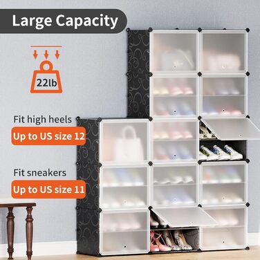 Plastic shoe cabinet, DIY simple shoe rack, narrow, with door, steel frame, stable, for hallways, bedrooms, entrance areas, White with transparent door, 2 * 6 (Black, 2x8)