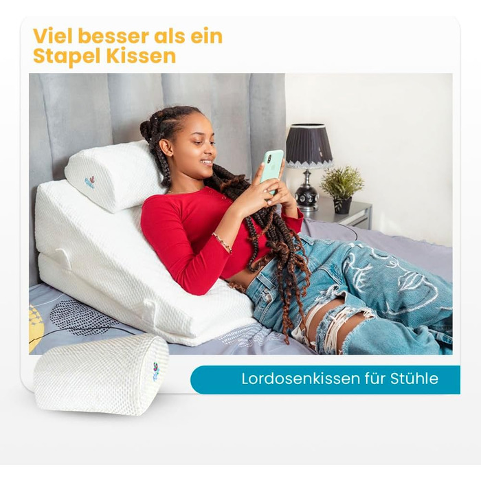 Подушка-валик Ritalia® з роликом для шиї, розмір 60x60x30 см. Підтримка спини, колін, ніг, для дивану та крісла. X-Large