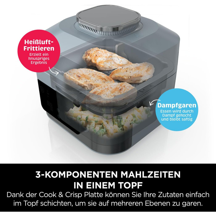 Ninja Speedi Multi-Cooker, 5.7L, 10-in-1 MultiCooker, Air Fryer Hot Air Fryer, Slow Cooker Slow Cooking, Gift for Men/Women, Sea Salt Grey ON400EU 10-in-1 Sea Salt Grey