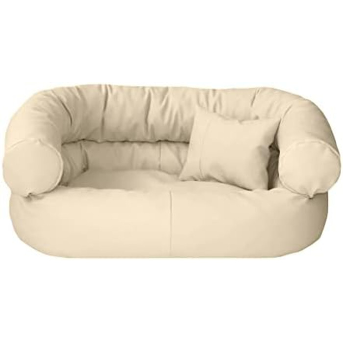 Ліжко для собак Juelle Fergus S-XXL з штучної шкіри, знімний коврик, м'яке собаче ліжко, крісло для собак (100x80x35 см, Бежевий)