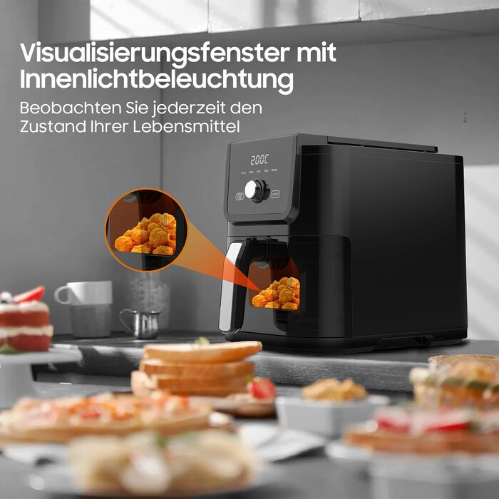 Iceagle Dual Chamber Hot Air Fryer 10L - XXL Hot Air Fryer 2600W, Air Fryer with 2 Baskets, 8 Programs, Oil-Free Hot Air Fryer, Match Cook & Smart Finish Function, including Recipe Book 10L Dual