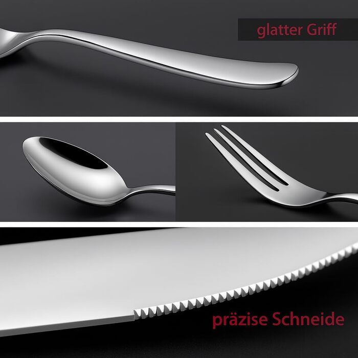 Набір столових приборів 60 предметів для 12 осіб з нержавіючої сталі – елегантний набір, полірований до блиску, безпечний для посудомийної машини та стійкий до іржі; для стильного сервірування столу в будні та на свята (Модель 6)