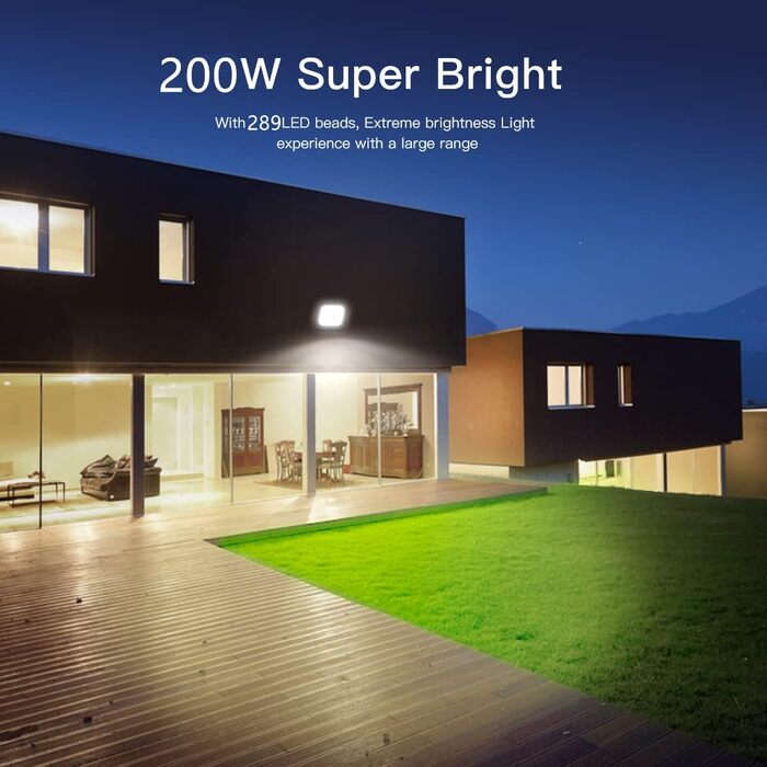 200W LED Floodlight Outdoor Warm White 3000K, Super Bright LED Floodlight 20000LM LED Spotlight Floodlight IP65 Waterproof Outdoor Security Light for Backyard, Driveway, Garage, Hallway, Garden