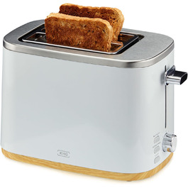 Набір чайник та тостер KHG | 2.200 Вт, 800 Вт | 1,7 л, 2 тости | з фільтром від накипу та крихкозбирачем | Білий з імітацією дерева