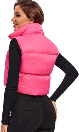 Жіноча степна жилетка Kurz Daen Weste з коротким коміром, тепла зимова жилетка, обтисла жилетка на блискавці, перехідна жилетка (34-36, Рожево-червоний)