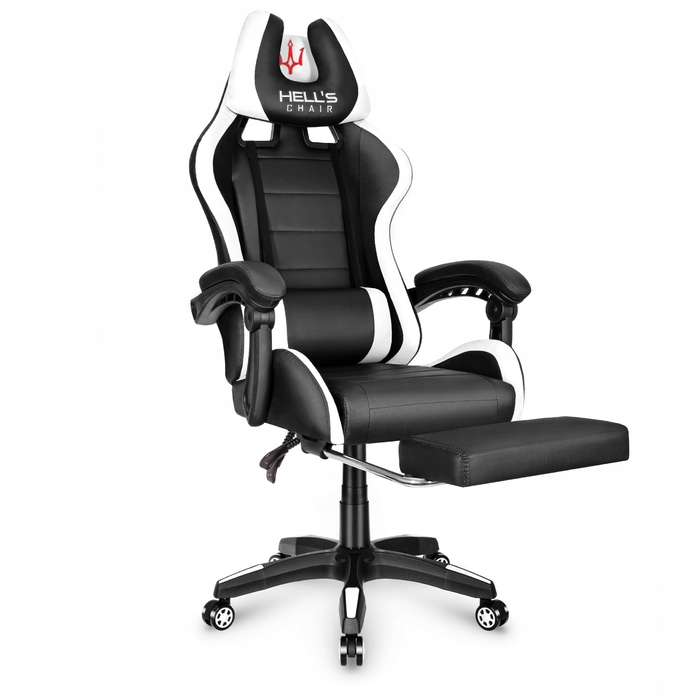 Ігрове офісне крісло Hell's Chair HC-1039 2.0 White з підніжкою