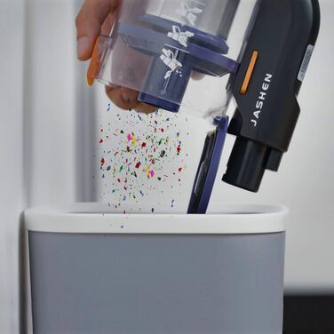 Акумуляторний пилосос JASHEN S18X: потужність 22000Pa, до 40 хв роботи, HEPA 13 фільтр, бездротовий, без мішка, об'єм контейнера 600 мл, ручний та вертикальний, з настінною підставкою та аксесуарами