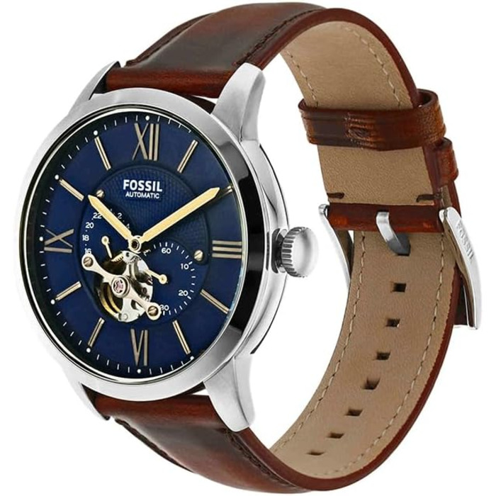 Годинник Fossil Townsman для чоловіків, механічний з автопідзаводом, 44 мм, блакитний, сталевий або шкіряний ремінець