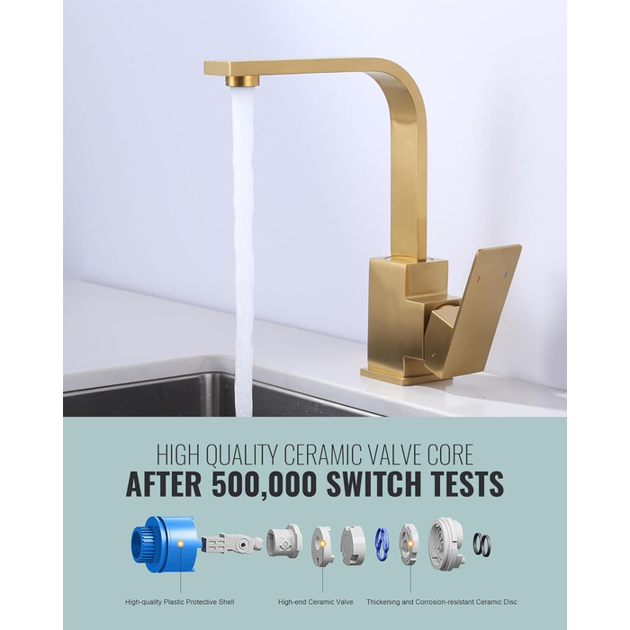 Кухонний змішувач з нержавіючої сталі, поворотний на 360°, для кухні, вантажівки, ванної кімнати, золотий