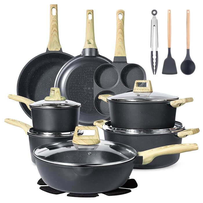 Набір посуду GiPP 22 частини з керамічним антипригарним покриттям (сірий)