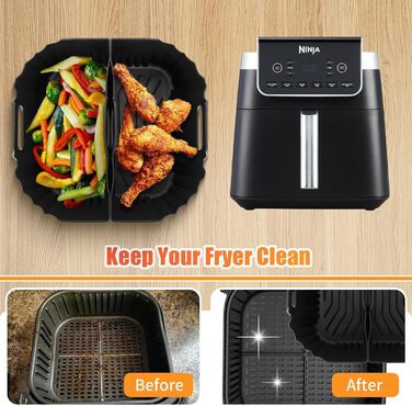 Силіконовий килимок для фритюрниці (48x30 см) - захист від нагріву для кухонної поверхні, кавомашини, Ninja, Cosori, Philips Airfryer (Dual Zone 2 Kammern)