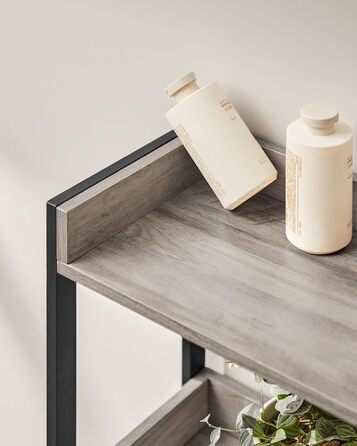 VASAGLE Toilet Shelf, 3 Tiers, Bathroom Shelf, Space-Saving, Easy to Assemble, for Laundry Room, Industrial Style, Rustic Brown and Black, BTS002B01 (Grey + Black)