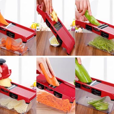 Нарізчик овочів Mandoline: набір з 6 лез з нержавіючої сталі для картоплі, помідорів, цибулі та сиру