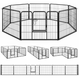 Металевий вольєр для собак та котів Costway, 80 см, 8-секційний, з дверцятами, для собак, котів, кроликів, чорний