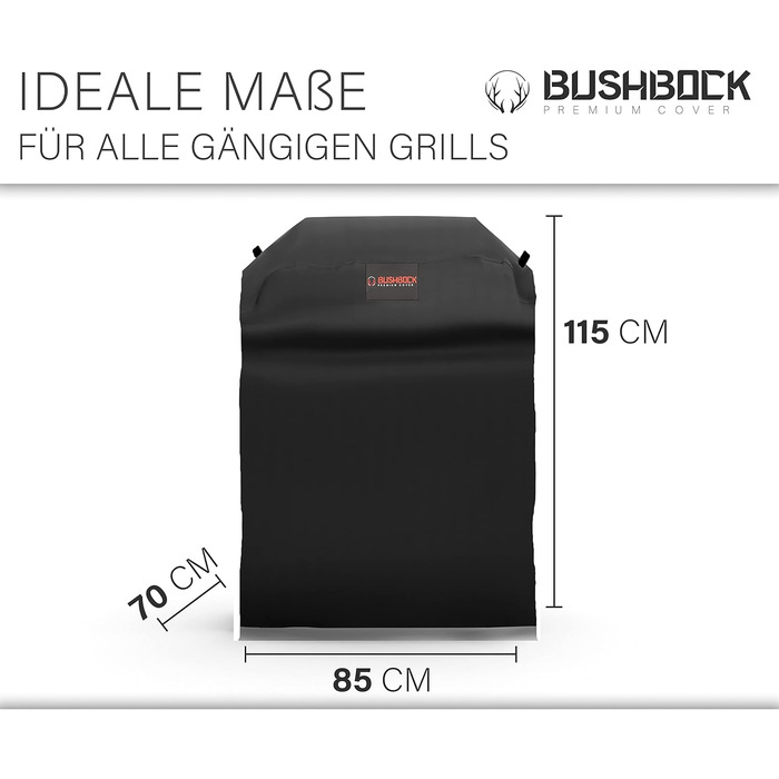 BUSHBOCK Преміум чохол для гриля Weber Spirit 210/215, водонепроникний, захист від УФ, 80x70x115 см, чорний, аксесуари для газового гриля