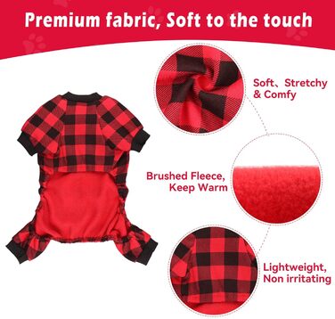 Dog Fleece Sweater, Buffalo Plaid, Dog Clothes, Dog Outfit, Soft, Thickening, Warm Pet Clothing, Dog Sweater, for Girls and Boys (M)