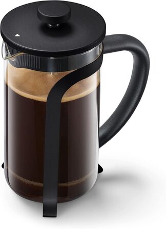 Тчибо Френч-прес для приготування кави вручну, 800 мл, з термостійкого боросилікатного скла, нержавіюча сталь, чорний