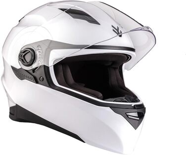 Мотошолом інтеграл ARMOR HELMETS AF-77, білий глянцевий, повнолицевий, ECE 22.05, сонцезахисний візор, швидкознімний замок, з чохлом, розмір XS (53-54 см) для мотоцикла, скутера, круїзера, спортбайка