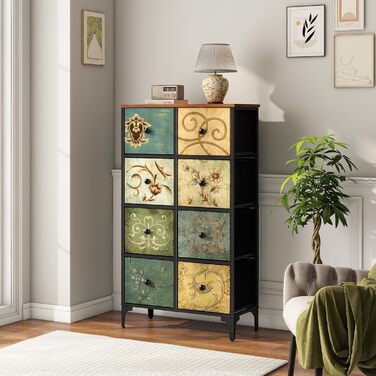 LYNCOHOME Chest of Drawers Cabinet with 8 Fabric Drawers, Sideboard with Fabric Drawers, Drawer Unit for Kitchen, Office, Hallway, TV Stand with Fabric Drawers