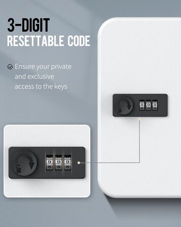 Шкафчик для ключів Uniclife на 60 позицій з комбінацією та ключовим замком, цифровий, з регульованими полицями (20 ключів, білий)