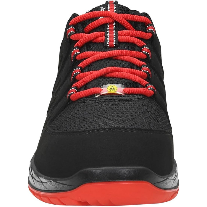 Робочі черевики ELTEN Maddox Black-red Low ESD S3S, чорно-червоні, текстиль, сталевий капок, легкі, спортивні, 46 EU (для жінок та чоловіків)