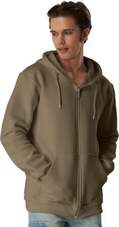 Світшот з капюшоном Smith & Soo для чоловіків – спортивна куртка, толстовка з блискавкою, бавовняна суміш (M, Stone-zip)