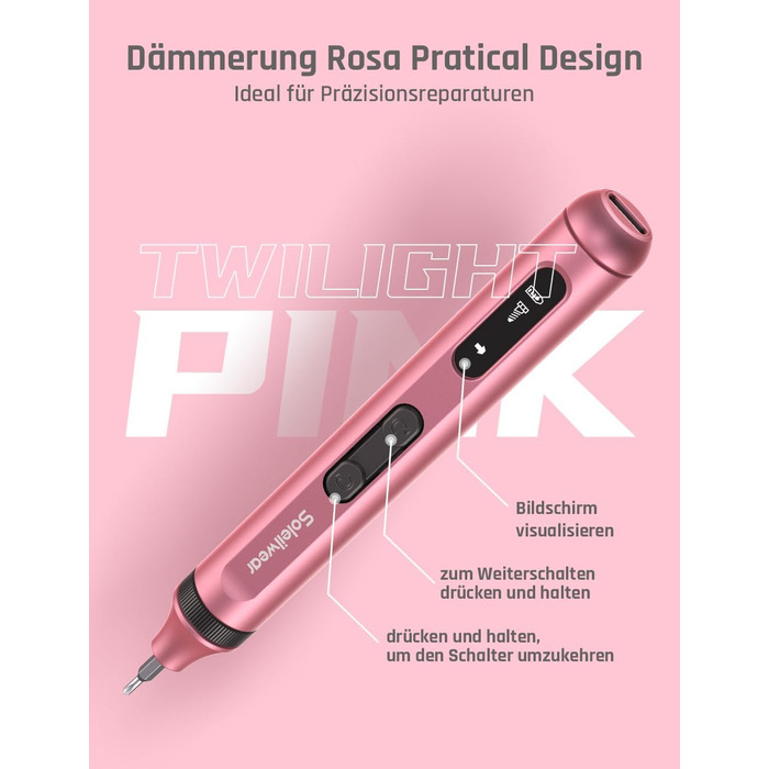 Електричний набір викруток преміум-класу 52 в 1 з 48 магнітними бітами, акумуляторний, для ремонту телефонів, камер, ноутбуків, годинників (Twilight Pink)