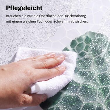 Прозорий душовий завіс AooHome 180x200 см з 5 магнітами, антигрибковий, водонепроникний, з 12 кільцями, шестикутний малюнок