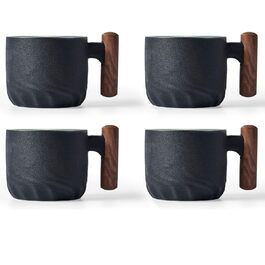ERBO Набір з 4 чашок еспресо 70 мл, преміум-якість, кераміка, чорний колір. Чашки для еспресо, мокко, чаю та кави