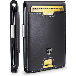 Чоловічий шкіряний гаманець Travando New York з кліпсою для грошей, RFID захистом, компактний, чорний та білий