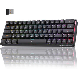 Ігрова клавіатура TMKB T63 з механічними клавішами Blue Switch, Bluetooth/2.4G/Кабель, чорна