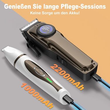 Набір триммерів для собак 3-в-1: машинка для стрижки, триммер для подушечок лап, професійний триммер для густого хутра, для собак та котів (2 шт.)