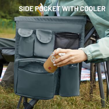 Крісло для кемпінгу Timber Ridge XXL, 230 кг, широке сидіння 62 см, висока спинка, підсклянник, міцні підлокітники для кемпінгу, пікніка, саду та балкону