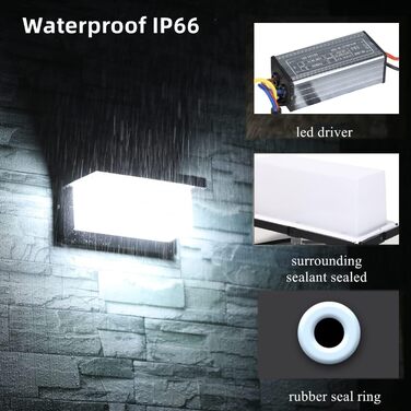 LED вуличне освітлення Lightsjoy - вулична лампа настінна 18W, IP66, алюміній, нейтрально-білий світ (2 шт)
