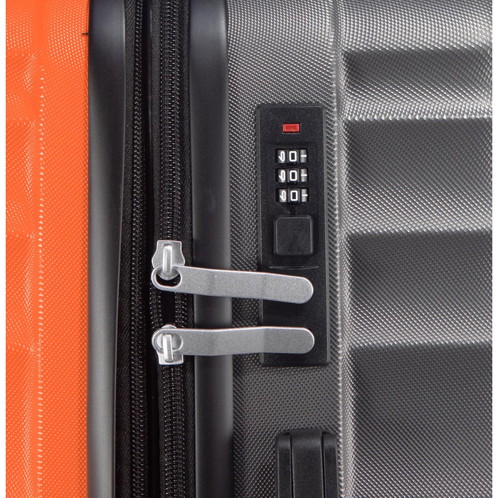 Набір валіз DMS® 7-елементів: 3 валізи (M/L/XL) з ABS-пластику, 360° колеса, кодовий замок + 4 чохли для одягу. Легкі, міцні, розширювані, для подорожей та бізнесу (Помаранчевий)