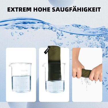 Набір з 3 рушників з мікрофібри: великий (180x80 см) та 2 маленькі (80x40 см). Швидковисихаючі рушники з мікрофібри для спорту, пляжу, ванни та подорожей (армійний зелений)