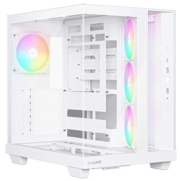 Корпус ПК be quiet! Light Base 500 LX: повністю скляна передня та бічна панелі, Dual Chamber, 4 вентилятори Pure Wings 3 PWM, без RGB, задній порт