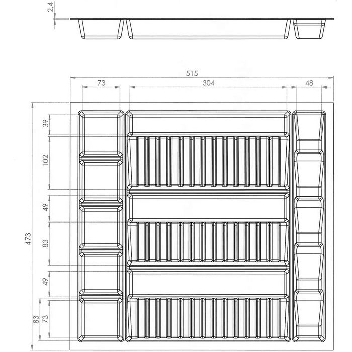 Органайзер Orga-Box I для спецій, вставка 515x473x40 мм, лавовий сірий, для Tandembox Antaro/Intivo та ModernBox, вставка для шухляди в 60 см шафу