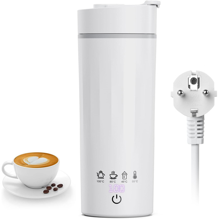 Flintronic Travel Electric Kettle, 380ML Mini Electric Kettle, 220 V / 300W Thermos Flask, 304 Stainless Steel Liner, Small Portable Electric Kettle with Automatic Shut-Off (C-wei-b-475ml)