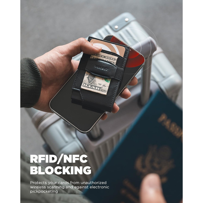 Чоловічий шкіряний картхолдер VULKIT з RFID захистом та вікном для документів, чорний