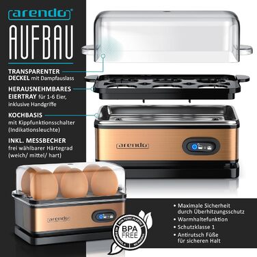 Набір чайник з тостером Rendo з нержавіючої сталі та міді: чайник 1.7л, 2200W з функцією підігріву, тостер 2-х слайсовий 1000W з підігрівом булочок та 6 рівнями підсмажування