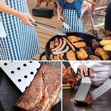 Набір аксесуарів для гриля на 42 шт. з кейсом, нержавіюча сталь, для газового гриля, барбекю, саду та кемпінгу