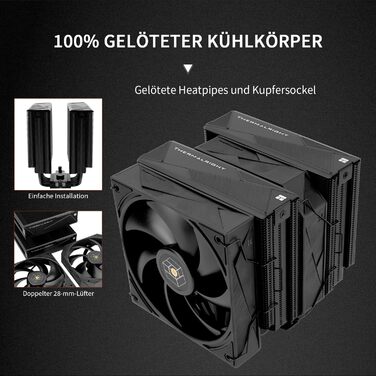 Thermalright Royal Pretor 130: Кулер CPU з 6 тепловими трубками, сумісний з Intel LGA115X/1200/2011/1700/1851 та AM4/AM5, охолодження для ПК