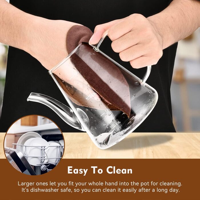 Скляний чайник із ситечком 1200 мл з боросилікатного скла з мірною шкалою для листового чаю та чайних квітів, подарунковий набір